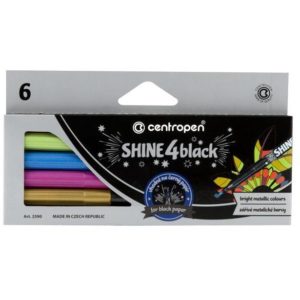 Centropen μαρκαδόροι Shine 4black 6 χρώματα (Σετ 3τεμ).