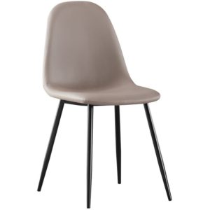 CELINA Καρέκλα Μέταλλο Βαφή Μαύρο, Pvc Cappuccino 45x54x85cm ΕΜ907,3ΜP (Σετ 4τεμ.).( 3 άτοκες δόσεις.)