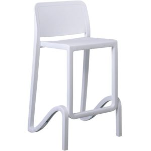 GIANO Σκαμπό BAR με Πλάτη, PP-UV Άσπρο, Στοιβαζόμενο, Ύψος Καθίσματος 75cm 46x47x75/100cm Ε390,1 (Σετ 4τεμ.).( 3 άτοκες δόσεις.)