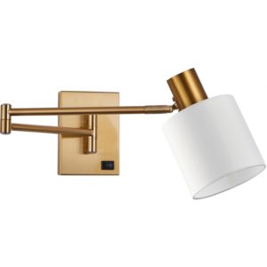 Home Lighting SE21-GM-52-SH1 ADEPT WALL LAMP Gold Matt Wall lamp with Switcher and White Shade 77-8364( 3 άτοκες δόσεις.)