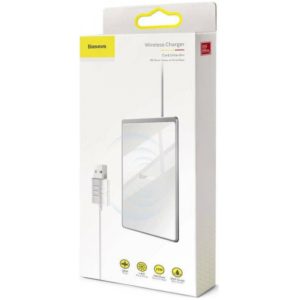 Baseus Wireless Charger Ultra-thin Card 15W (with USB cable 1m) Silver/White (WX01B-S2) (BASWX01B-S2).