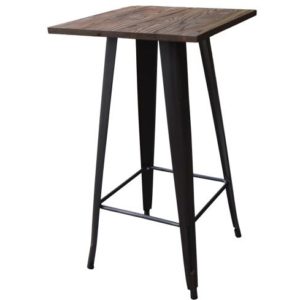 RELIX Wood Τραπέζι Bar-Pro, Μέταλλο Βαφή Antique Black, Απόχρωση Ξύλου Dark Oak 60x60x104cm Ε5197,10.( 3 άτοκες δόσεις.)
