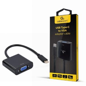 CABLEXPERT USB TYPE-C TO VGA ADAPTER CABLE 15CM BLACK RETAIL PACK A-CM-VGAF-01