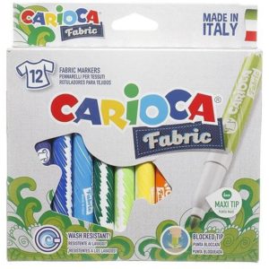 Carioca μαρκαδόροι υφασμάτων 12 χρωμάτων (Σετ 12τεμ).( 3 άτοκες δόσεις.)