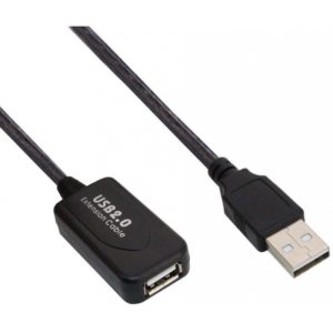 POWERTECH καλώδιο USB 2.0 με ενισχυτή CAB-U041, 10m, μαύρο CAB-U041.
