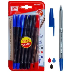 MP στυλό διαρκείας PE144O, 1mm, μπλε, μαύρο & κόκκινο, 21τμχ PE144O.