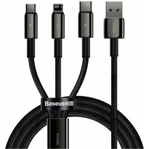 Baseus Tungsten Gold Braided USB to Type-C / Lightning / micro USB Cable 3.5A Μαύρο 1.5m (CAMLTWJ-01) (BASCAMLTWJ01).