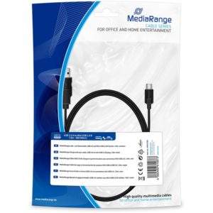 Καλώδιο MediaRange Charge and sync, USB 2.0 to mini USB 2.0 B plug, 1.8m, black (MRCS188).