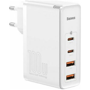 Baseus Φορτιστής Χωρίς Καλώδιο με 2 Θύρες USB-A και 2 Θύρες USB-C 100W Quick Charge 4+ Λευκός (CCGAN2P-L02) (BASCCGAN2PL02).( 3 άτοκες δόσεις.)