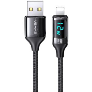 USAMS καλώδιο Lightning σε USB US-SJ543, 2.4A, 1.2m, μαύρο SJ543USB01.