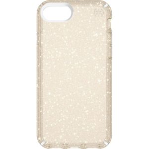SPECK IPHONE 8 CASE (117576-5636) PRESIDIO CLEAR + GLITTER (CLEAR WITH GOLD GLITTER).