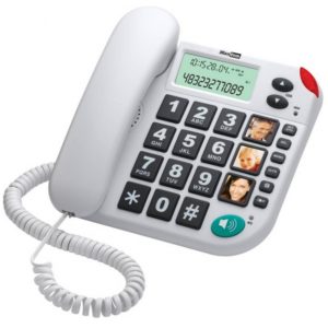 Σταθερό Ψηφιακό Τηλέφωνο Maxcom KXT480 Λευκό με Οθόνη, Ένδειξη Εισερχόμενης Κλήσης Led και Μεγάλα Πλήκτρα.