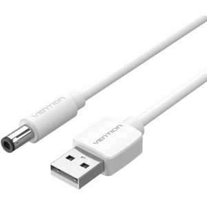 VENTION USB to DC 5.5mm Barrel Jack Power Cable 0.5M White Tuning Fork Type (CEYWD).
