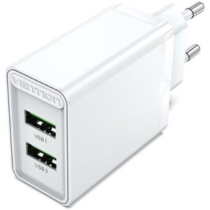VENTION 2-Port USB (A+A) Wall Charger (18W/18W) EU White (FBAW0-EU).