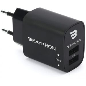 Baykron Smart Wall Adapter EU Dual USB 2.4A 12W BKR-SL-WC-2.4A-EU.