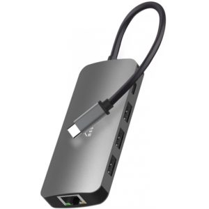 Hub Media-Tech MT5044 8 σε 1 USB-C με 3xUSB 3.0, USB-C PD, HDMI, RJ45, SD και Micro SD Θύρες Γκρι.( 3 άτοκες δόσεις.)