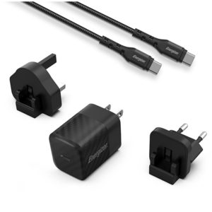 ENERGIZER A20MUC WALL CHARGER 20W Multiplug +USBC-C Cable Black ENERGIZER.