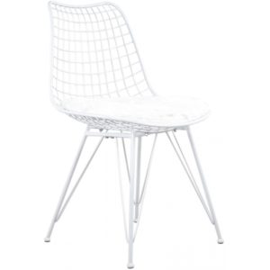 ArteLibre Καρέκλα Μεταλλική FAGUS Με Μαξιλάρι Λευκό 49x58x83.5cm.( 3 άτοκες δόσεις.)