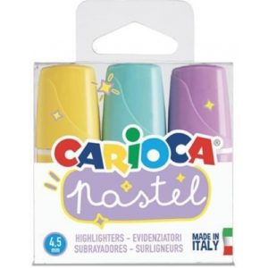 Carioca μαρκαδόροι υπογράμμισης mini σε παστέλ χρώματα 3 τμχ (Σετ 3τεμ).