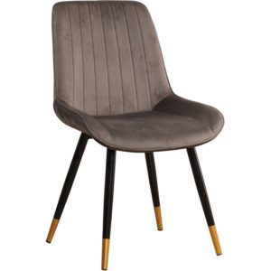 ArteLibre Καρέκλα MOSEY Γκρι Βελούδο/Μέταλλο/Ξύλο 52x57x85cm.( 3 άτοκες δόσεις.)
