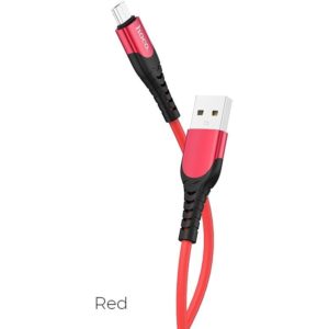 HOCO U80 COOL SILICONE CHARGING CABLE FOR MICRO, ΚΟΚΚΙΝΟ