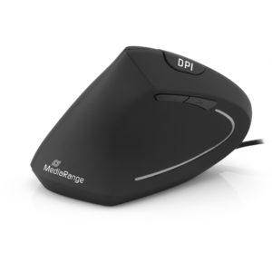 MediaRange Corded ergonomic 6-button optical mouse for left-handers (Black, Wired) (MROS231).