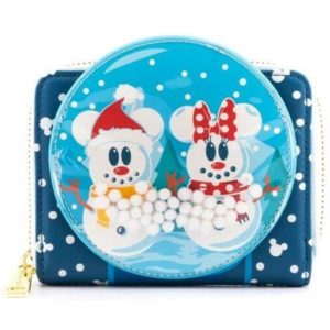 Loungefly Disney Snowman Mickey Minnie Snow Globe Zip Around Wallet (WDWA1786).( 3 άτοκες δόσεις.)