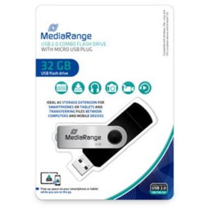MediaRange USB combo flash drive with micro USB (OTG) plug, 32 GB (MR932-2).