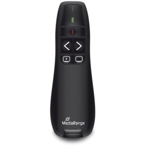 MediaRange 5-button wireless presenter with red laser pointer, black (MROS220).