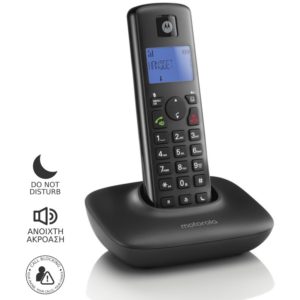 Motorola T401+ Black (Ελληνικό Μενού) Ασύρματο τηλέφωνο με φραγή αριθμών, ανοιχτή ακρόαση και Do Not Disturb.( 3 άτοκες δόσεις.)
