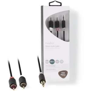 NEDIS CABW22200AT30 Stereo Audio Cable 3.5mm Male - 2x RCA Male 3.0m Anthracite NEDIS.