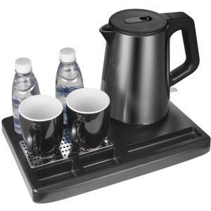 LIFE WELCOME GRAPHITE HOTEL TRAY WITH 1L WATER KETTLE 1000-1360W AND 2 CERAMIC CUPS LIFE.( 3 άτοκες δόσεις.)