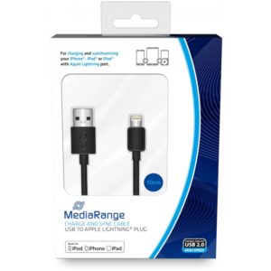 Καλώδιο MediaRange Charge and sync, USB 2.0 to Apple Lightning® plug, 50cm, black (MRCS179).