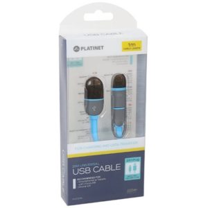 PLATINET USB UNIVERSAL CABLE 2 IN 1 MICRO USB & LIGHTNING PLUGS BLUE BLISTER PL42871