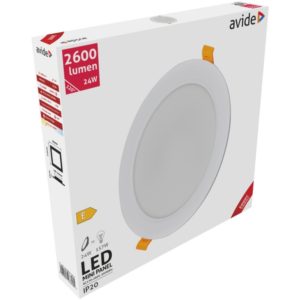 Avide LED Ceiling Lamp Recessed Panel Round Plastic 24W WW 3000K.