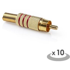 NEDIS CAGP24900RD RCA Connector RCA Male - 10 pieces Red NEDIS.