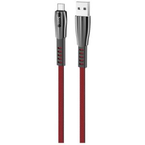 Καλώδιο σύνδεσης Hoco U70 Splendor USB σε Mirco-USB Fast Charging 2.4A Κόκκινο 1.2m με Φωτεινή Ένδειξη.