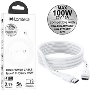 LAMTECH CABLE TYPE C TO TYPE C 100W FAST CHARGE 2M LAM023664