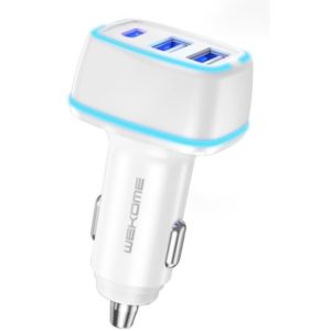 Car Charger 38W WK PD+Dual USB QC3.0+3.0A White WP-C34