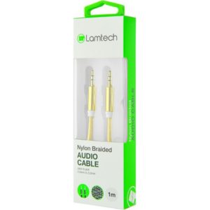 LAMTECH AUDIOCABLE BRAIDED 1m 3.5mm to 3.5mm GOLD LAM445202