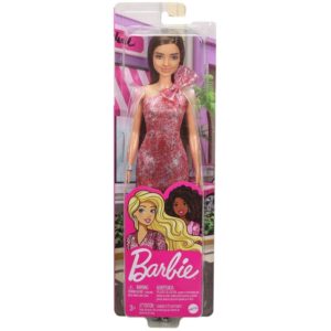 Mattel Barbie: Glitz Outfits - Brown Hair Doll with Red Dress (GRB33).