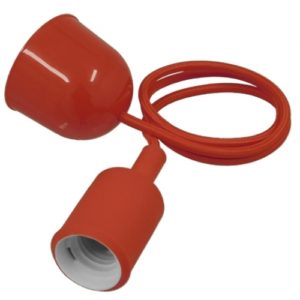 Κόκκινο Κρεμαστό Φωτιστικό Οροφής Σιλικόνης με Υφασμάτινο Καλώδιο 1 Μέτρο E27 GloboStar RED 91002.