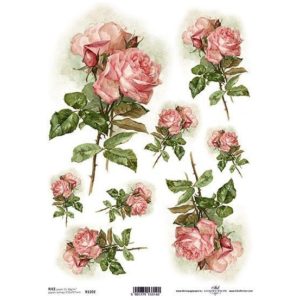 Ριζόχαρτο pink roses 21x29εκ. (ITD-R1202) (Σετ 3τεμ).