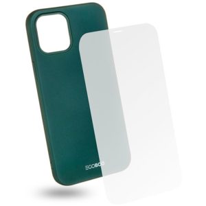 EGOBOO Tempered Glass + Case Rubber TPU Ruby Green (iPhone 12 Pro Max)