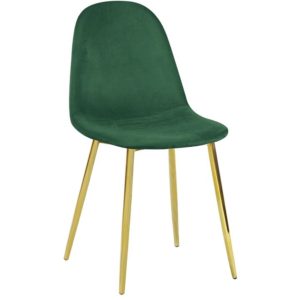 CELINA Καρέκλα Χρώμιο Χρυσό, Velure Πράσινο Velure Πράσινο 45x54x85cm ΕΜ907,3GV (Σετ 4τεμ.).( 3 άτοκες δόσεις.)