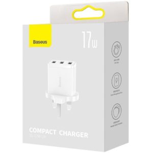 Baseus Travel Charger Compact wall Charger 17W (UK plug) White (CCXJ020302) (BASCCXJ020302).