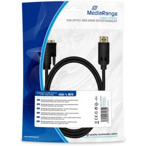 Καλώδιο MediaRange DisplayPort to DVI connection, gold-plated contacts, DP plug /DVI-D plug (24+1 Pin), 2.0m, black (MRCS199).