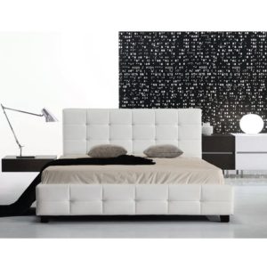 FIDEL Κρεβάτι Διπλό, για Στρώμα 150x200cm, PU Άσπρο 158x215x107cm Ε8087,1.( 3 άτοκες δόσεις.)