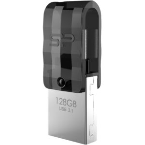 SILICON POWER Dual USB Flash Drive C31, USB 3.1 & Type-C, 128GB, μαύρο SP128GBUC3C31V1K.