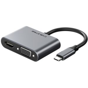 CABLETIME αντάπτορας 2 in 1 USB-C σε HDMI & VGA C160, 4K, 0.15m, γκρι 5210131038345.